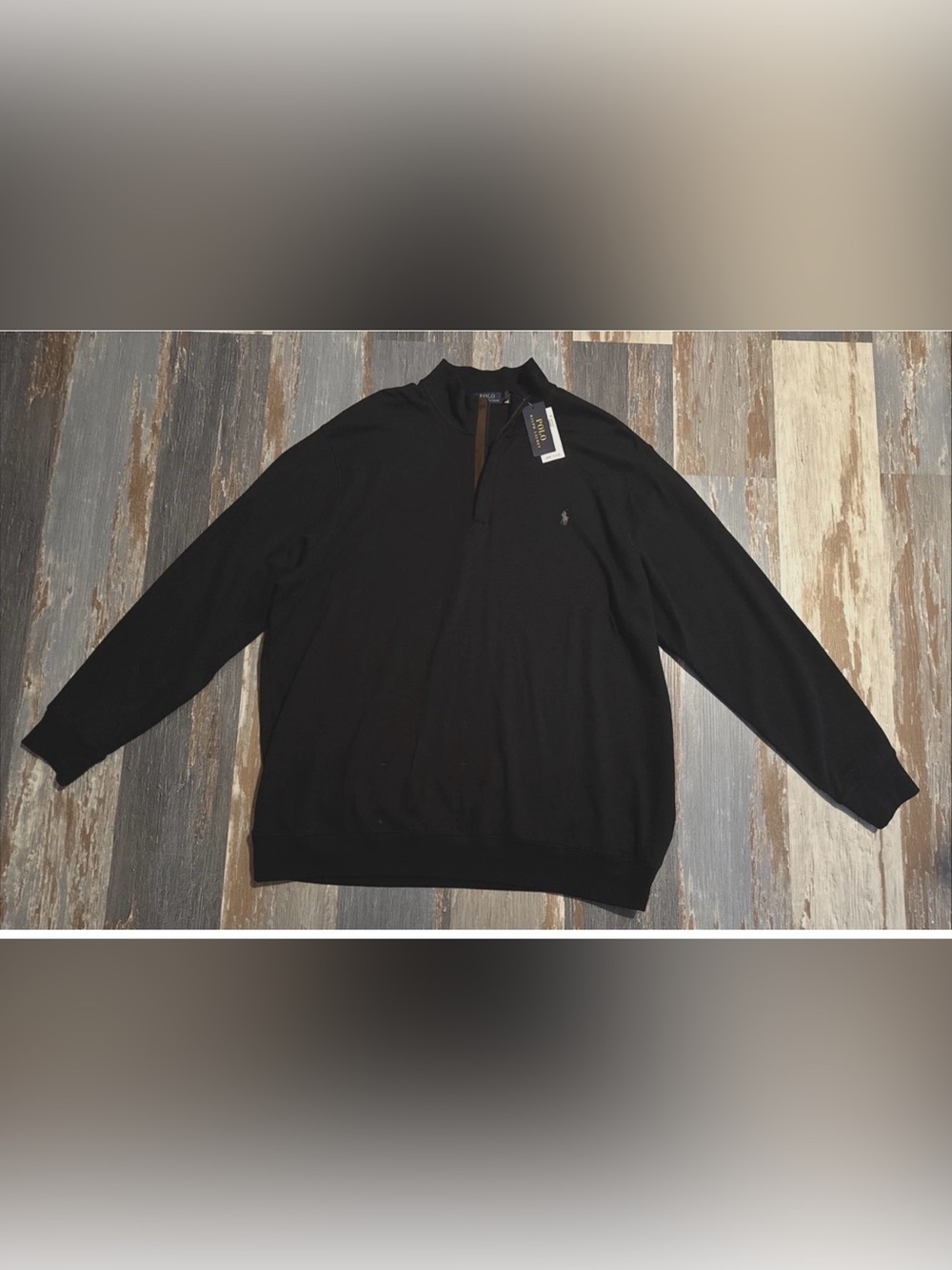 Polo Ralph Lauren Sweater Mens 2XLT Tall Black 1/4 Zip Long Sleeve Pullover NEW